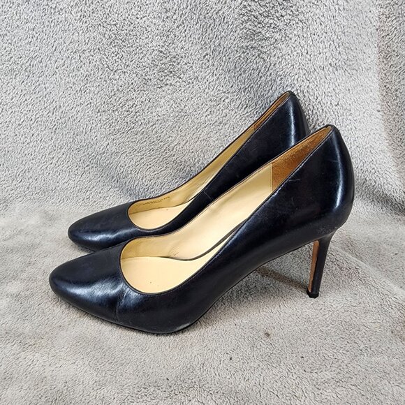 Cole Haan Shoes Womens Size 8.5 Bethany Black Leather Pointed Toe Pump Heels - Picture 1 of 13